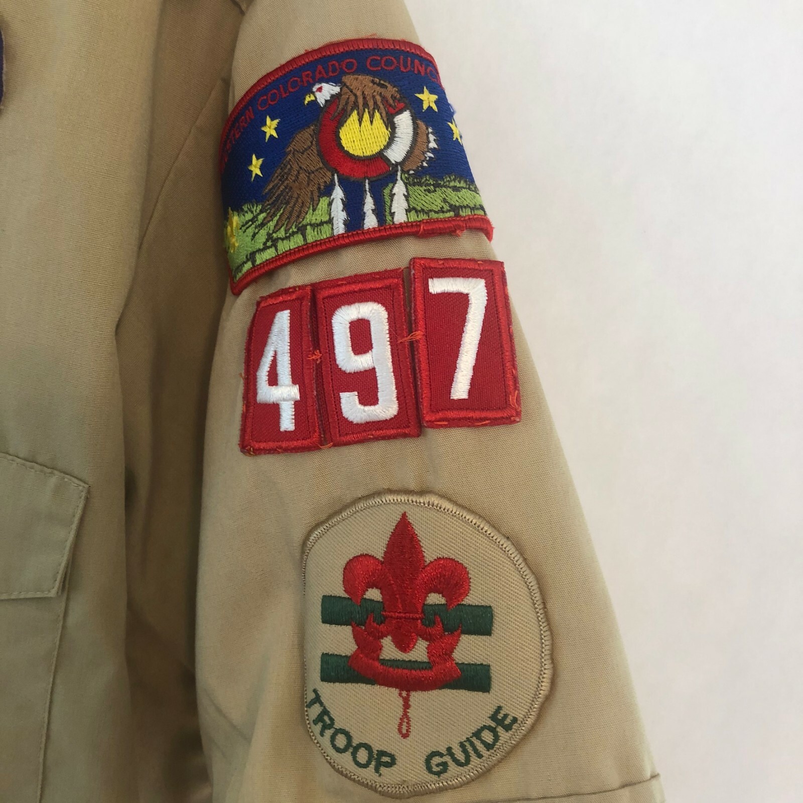 Boy Scouts Of America Official Mens Medium Uniform Shirt Short Sleeve Tan