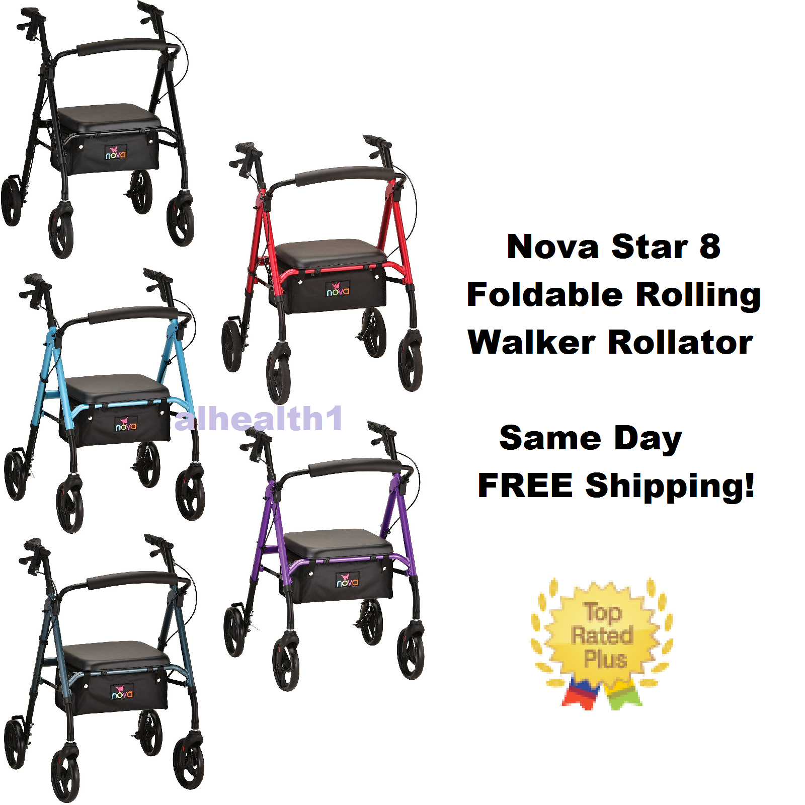 Nova Star 8 Mod.4258 Rollator Adjustable Folding Walker