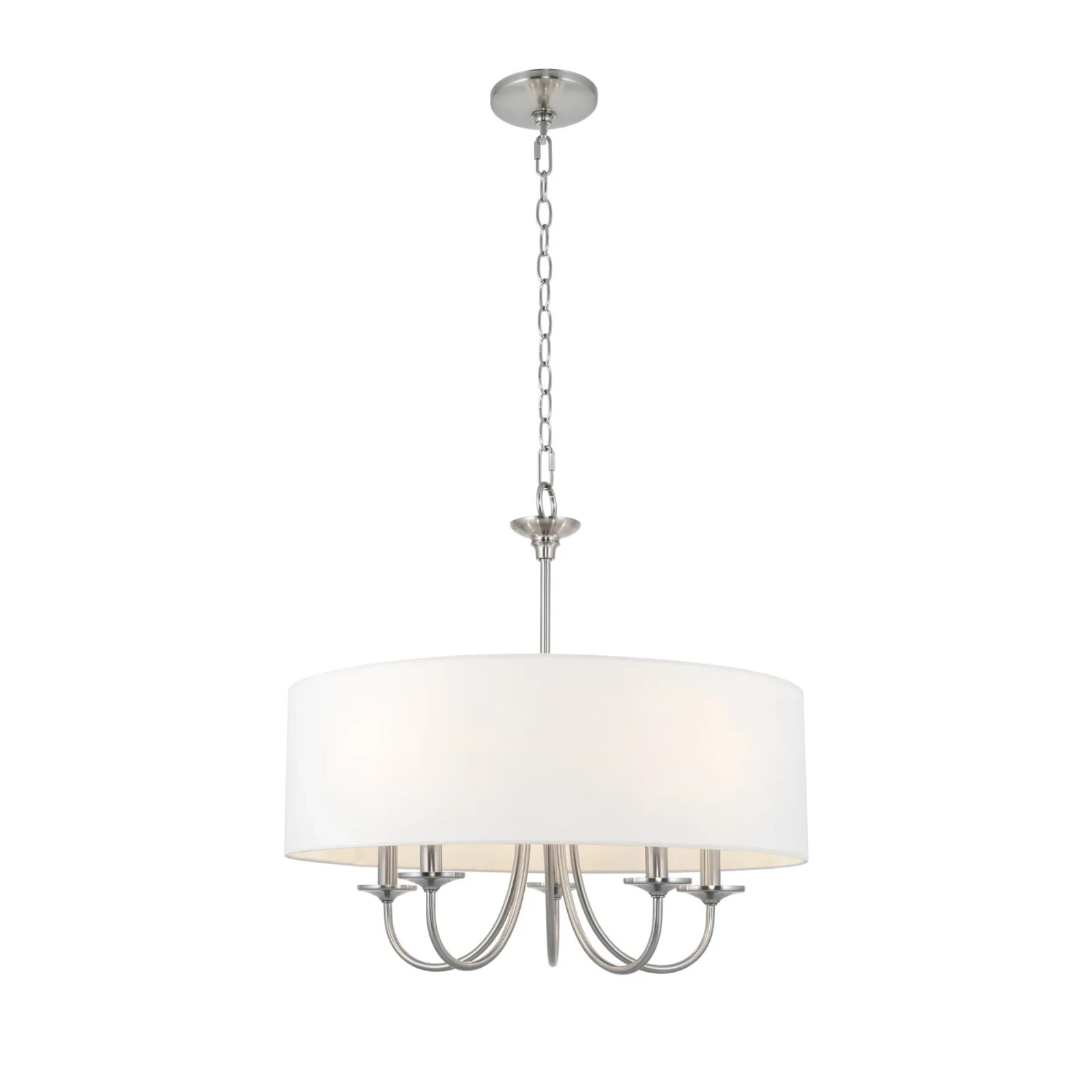 21" Traditional 5-Light Chandelier / Adjustable Chain Link Hanging Light + White