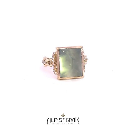 Alp Sagnak 18K Yellow Gold Ring Diamonds Phrenite