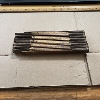 Vintage LUFKIN No. X48 Folding Extension Rule Ruler Brass Wood 8 Ft EX CONDITION