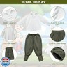 Prebene Boys Medieval Pirate Set Shirt and Ankle Pants Kids Renaissance Halloween Costume Scottish Jacobite Tops and Trousers (White+Green, 8-10T)
