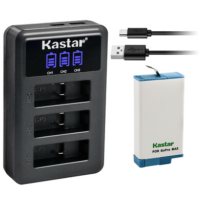 Kastar Battery LCD Triple USB Charger for GoPro Max, Hero Max 360 Action Camera