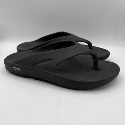 Oofos Unisex Men's Sz 8 Women's Sz 10 Black OOriginal Flip