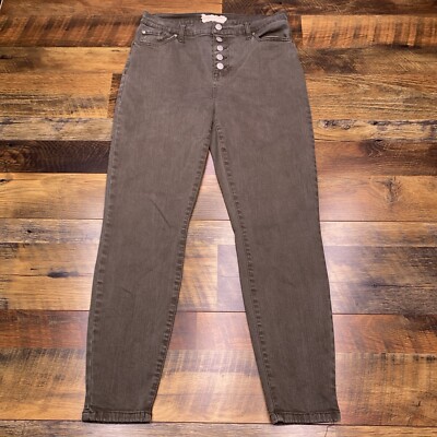 Altered State Skinny Jeans Womens 28 Green High Rise Stretch Button Fly
