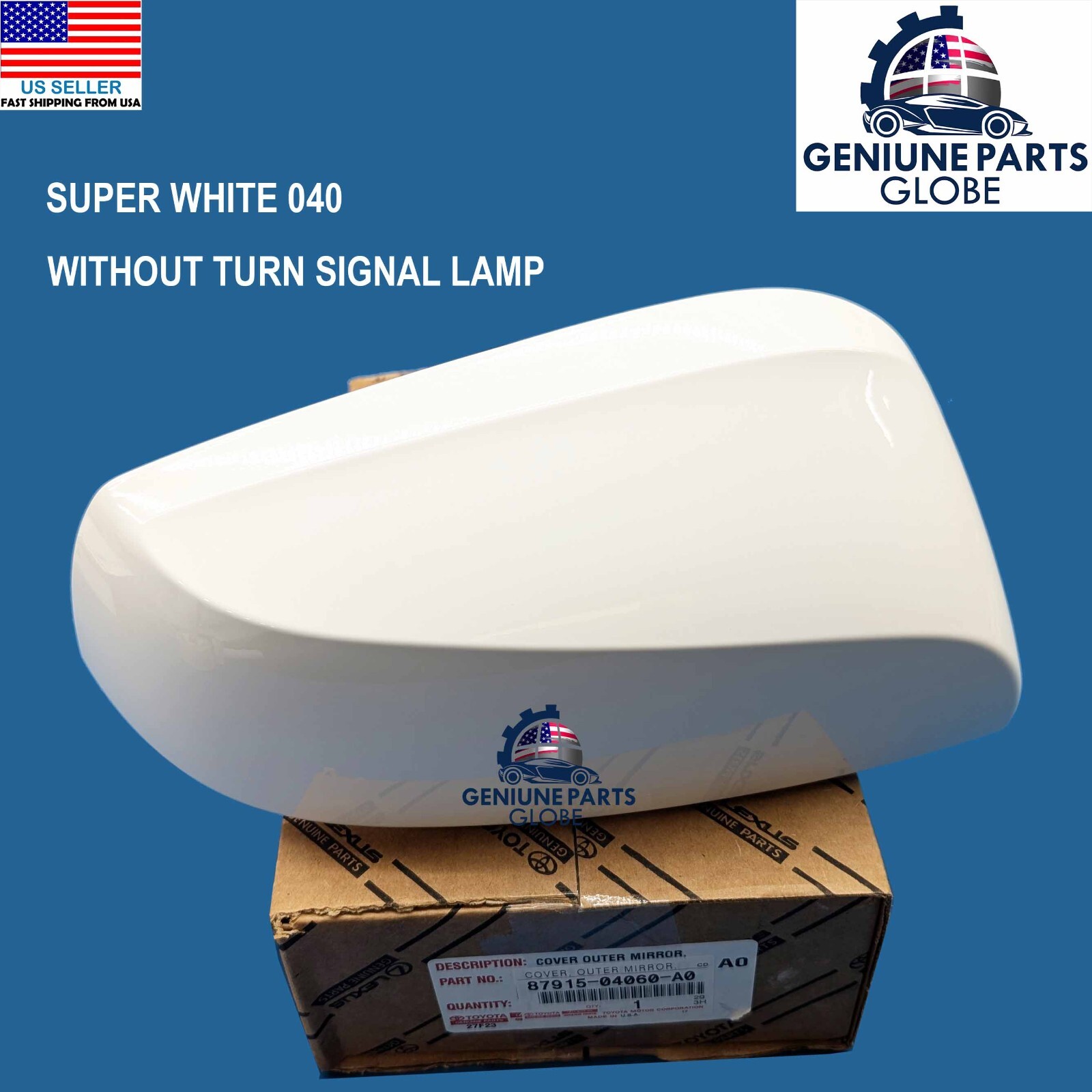 GENUINE TOYOTA TACOMA RH RIGHT PASSENGER WHITE 040 MIRROR COVER 87915-04060-A0