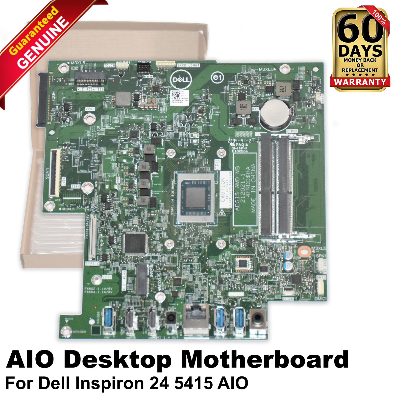 Dell Inspiron 24 5415 AIO Desktop Motherboard AMD Ryzen 7 7730U 212021-1 W5XVR - Picture 1 of 8