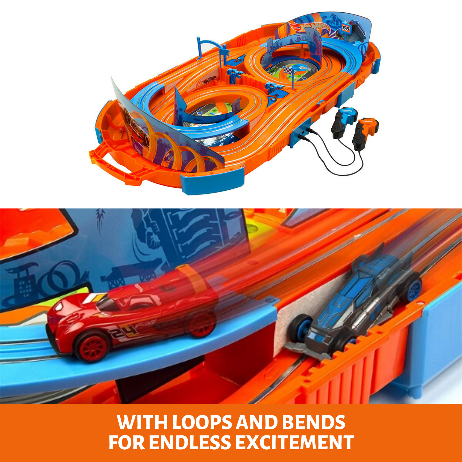 Electric Portable Slot Racing Cars Track Set Kids Remote