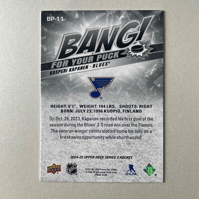 2024 Upper Deck Series 2 #BP-11 Kasperi Kapanen Bang For Your Puck