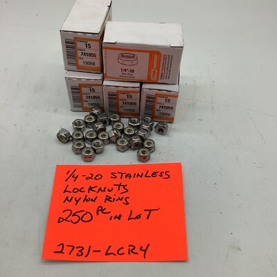 Stainless Steel Locking Nuts, 1/4-20 NC, (250 Pc In Lot) 2731-LCR4