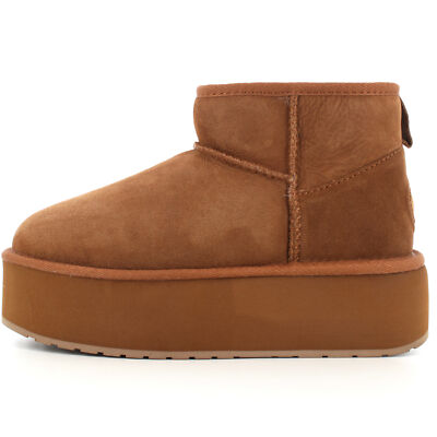 Pre-owned Emu Australia A24us Ankle Boots W13082-chestnut Chataigne Stinger Micro Flatform In Brown