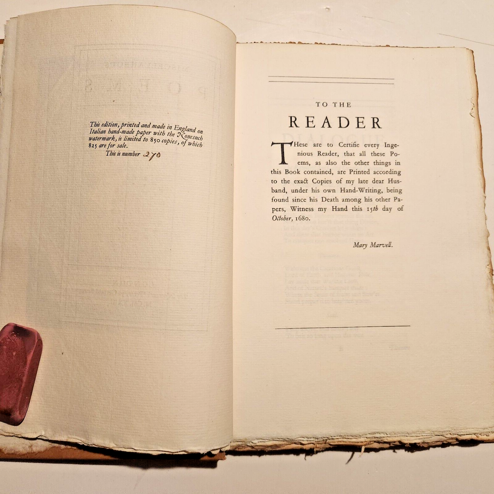 Miscellaneous Poems Marvell 1923 Limited Edition