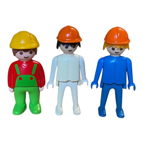 Vintage Playmobil Lot of 3 Construction Worker Figures With