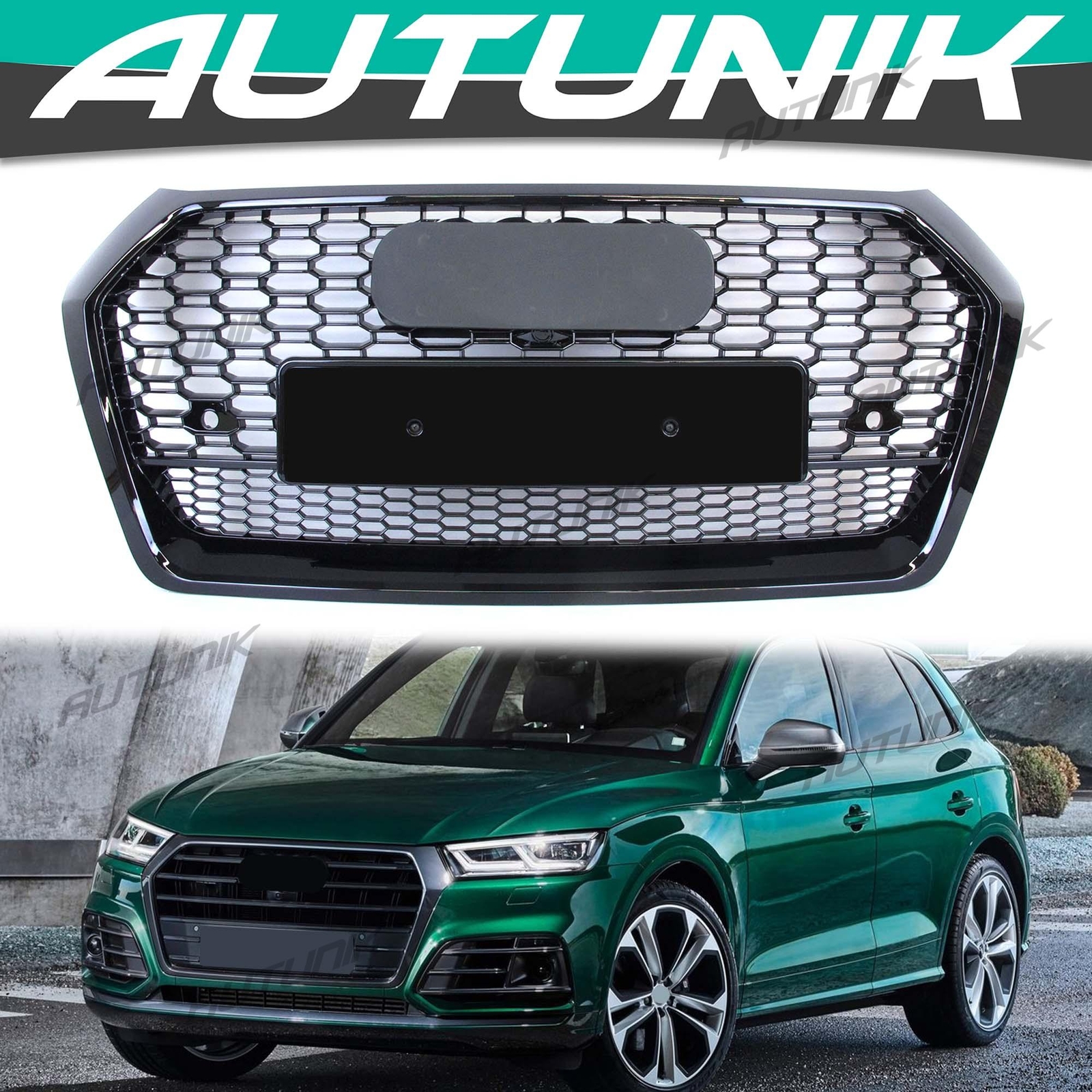 Audi SQ5 Q5用フロントグリル ブラック　FY 新品 For Audi Q5 2018 - 2021 Front bumper Grille Upper Black SQ5