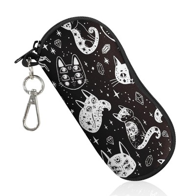 Sunglasses Soft Case with Ultra Light Neoprene Zipper, Witch Cat Glasses Eyeg...