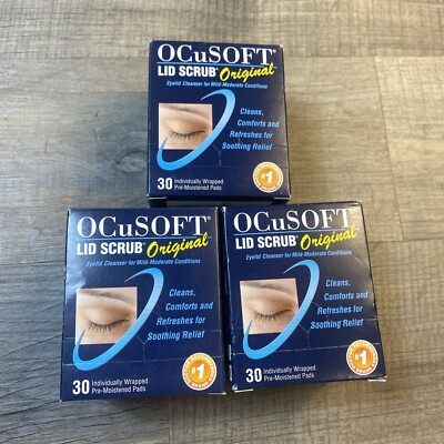 OCuSOFT Lid Scrub Eyelid Cleaner Original Pre-Moistened Pads 30 Each (3 Pack)