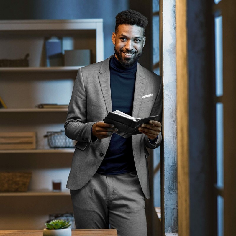 Men Turtle Neck Top Slim Fit Stretch Shirt Long Sleeve Jumper Pullover Sweater