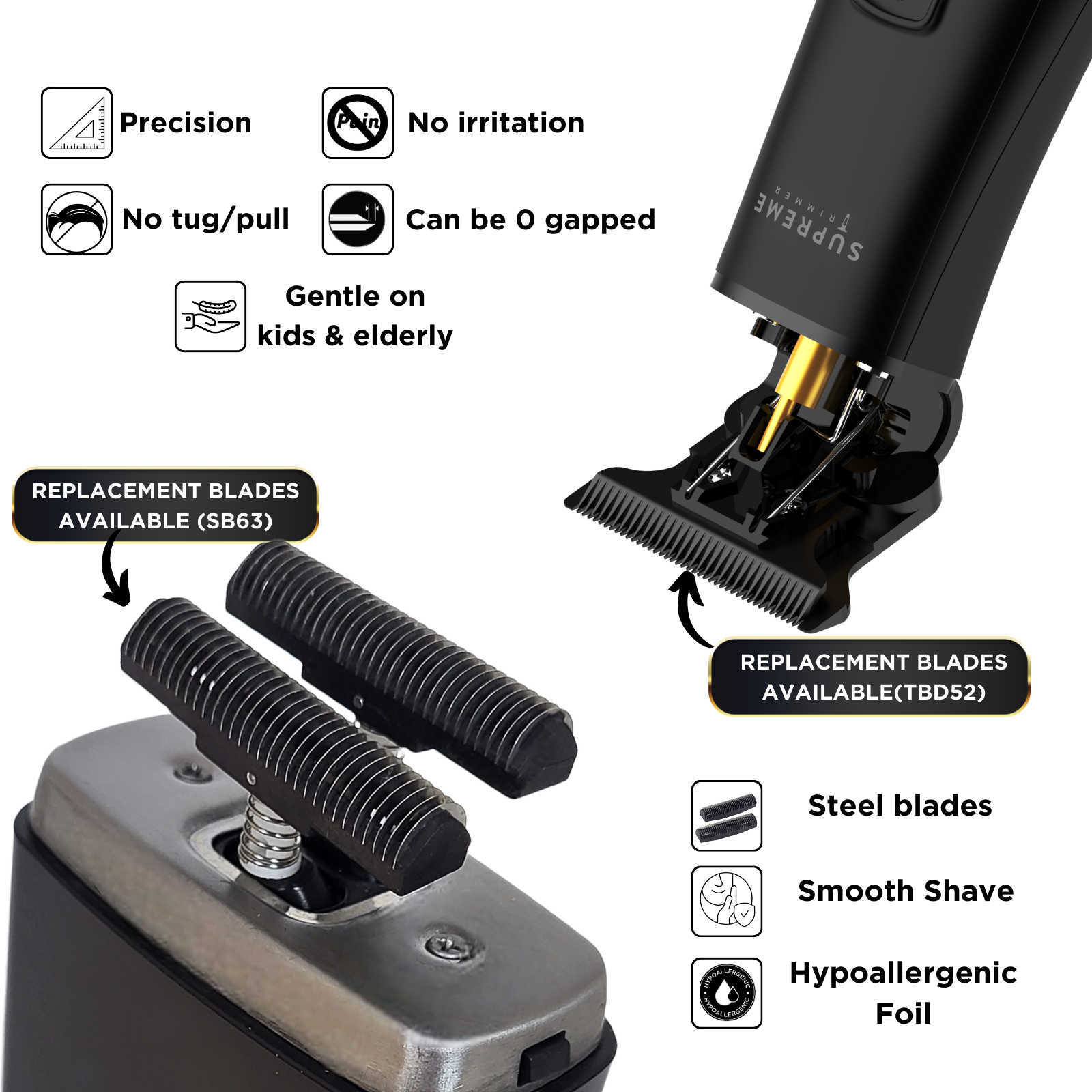 Supreme Trimmer T-Shaper Trimmer & Crunch Foil Shaver Set | STF602 ST5206 Black
