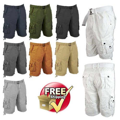 Cargo Shorts Men Belt Lava Wash Leg Ties Steintex Premium