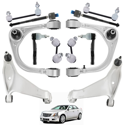 12x Front Upper Lower Control Arms Sway Bar Tie Rods For 08-14 Cadillac CTS 3.6L