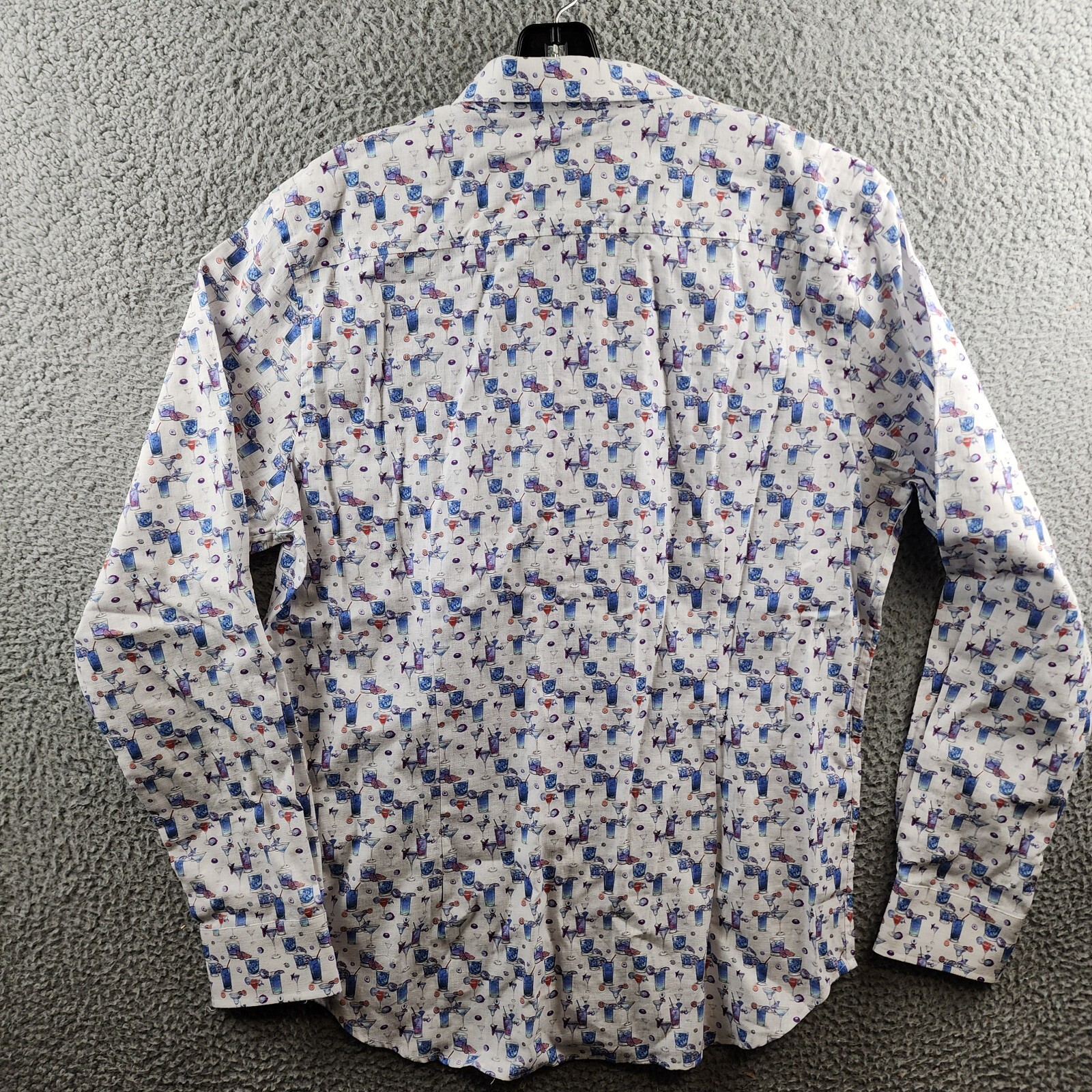 Robert Graham Linen Blend Button Front Shirt Men's L Blue Hawaiian Long Sleeve - Picture 14 of 16