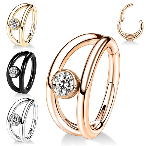 Surgical Steel Septum Clicker Nose Ring Hoop Lip Helix Daith Tragus Earrings 16G