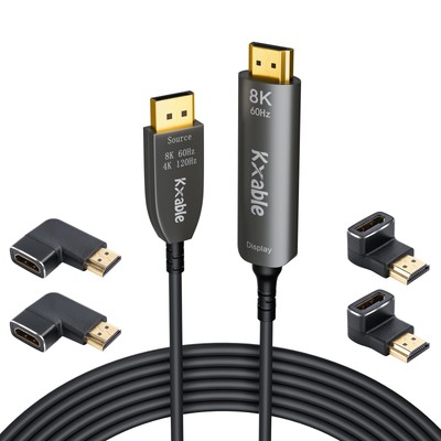 8K Fiber Optic DisplayPort to HDMI Cable 50 Feet, Active DP 1.4 to HDMI 2.1 V...