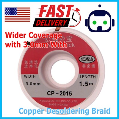1 PCS 5ft 3.0 3.5mm Desoldering Braid Solder Remover Sucker Flux Wick Cable Wire