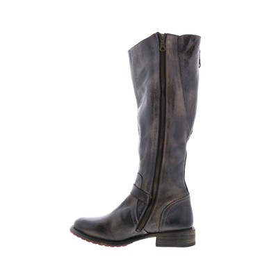 Pre-owned Bed Stu Glaye F315401 Womens Gray Leather Zipper Knee High Boots