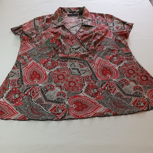 Blue Diamond Women's Paisley Red & Gray Blouse Top Size 20