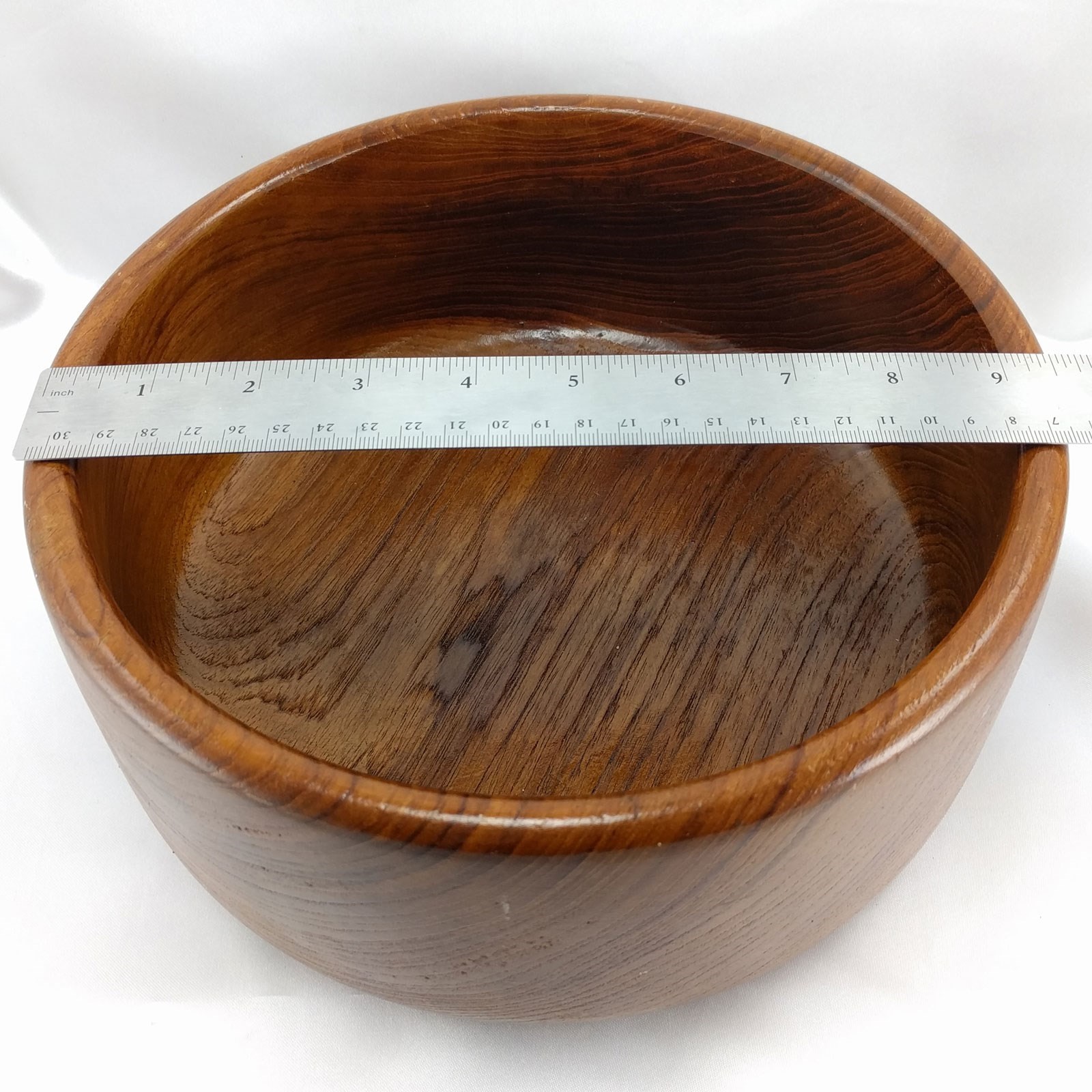 Vintage Carved Thick Wooden Serving Bowl for Salad Nuts Candy Walnut Color