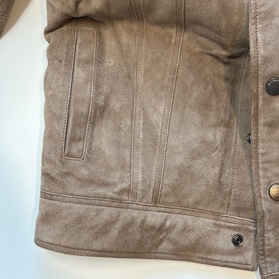 Pre-owned New York Blank Nyc Men's Brown Suede Jacket W/ Cream Sherpa Lining, “into The Wild”, M In Ivory