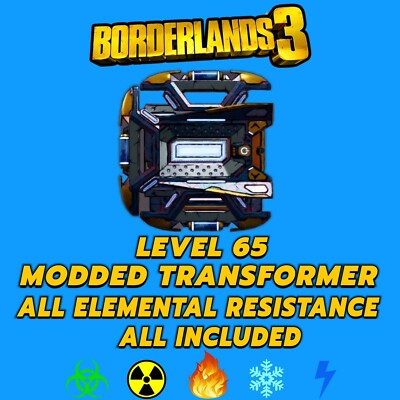 PS4 Borderlands 3 Modded Transformer Shield Level 65 Mayhem 10 All Included!
