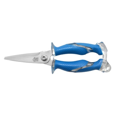 Cuda Fishing Snips 8'' Serrated Titanium Bonded with Integrated Wire Cutter Blue