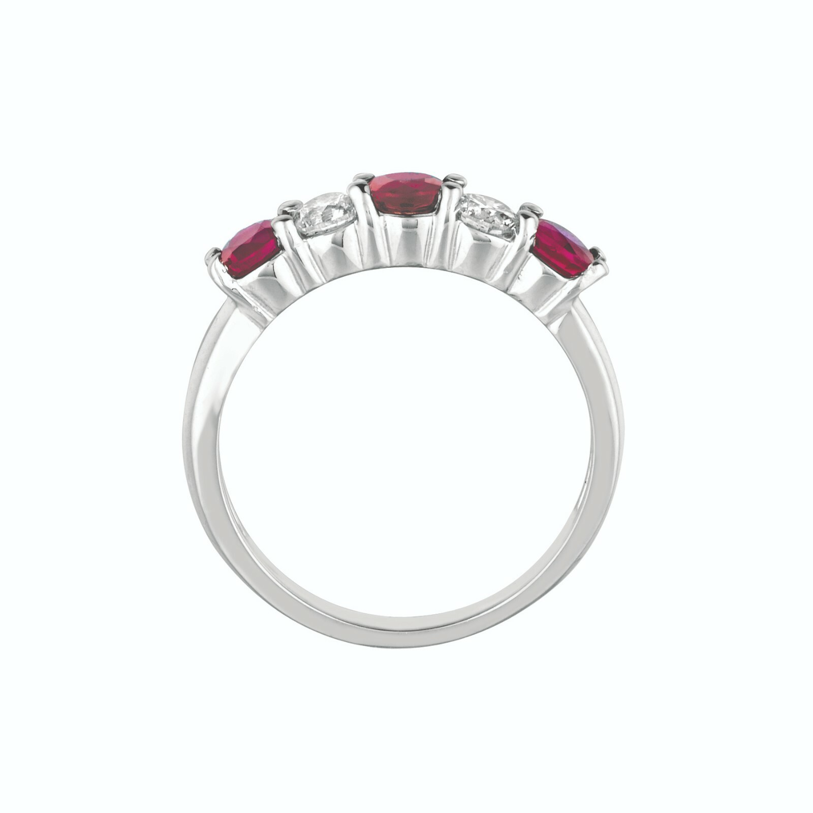 Pre-owned Morris 1.70 Carat Natural Diamond & Ruby Ring Band 14k White Gold