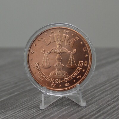 Libra Zodiac Astrology Token 1 oz Pure Copper Collectible Coin in Capsule