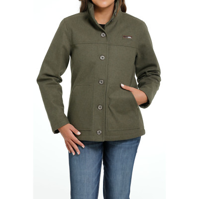 Cinch Ladies Olive Green Wooly Coat MAJ9892001