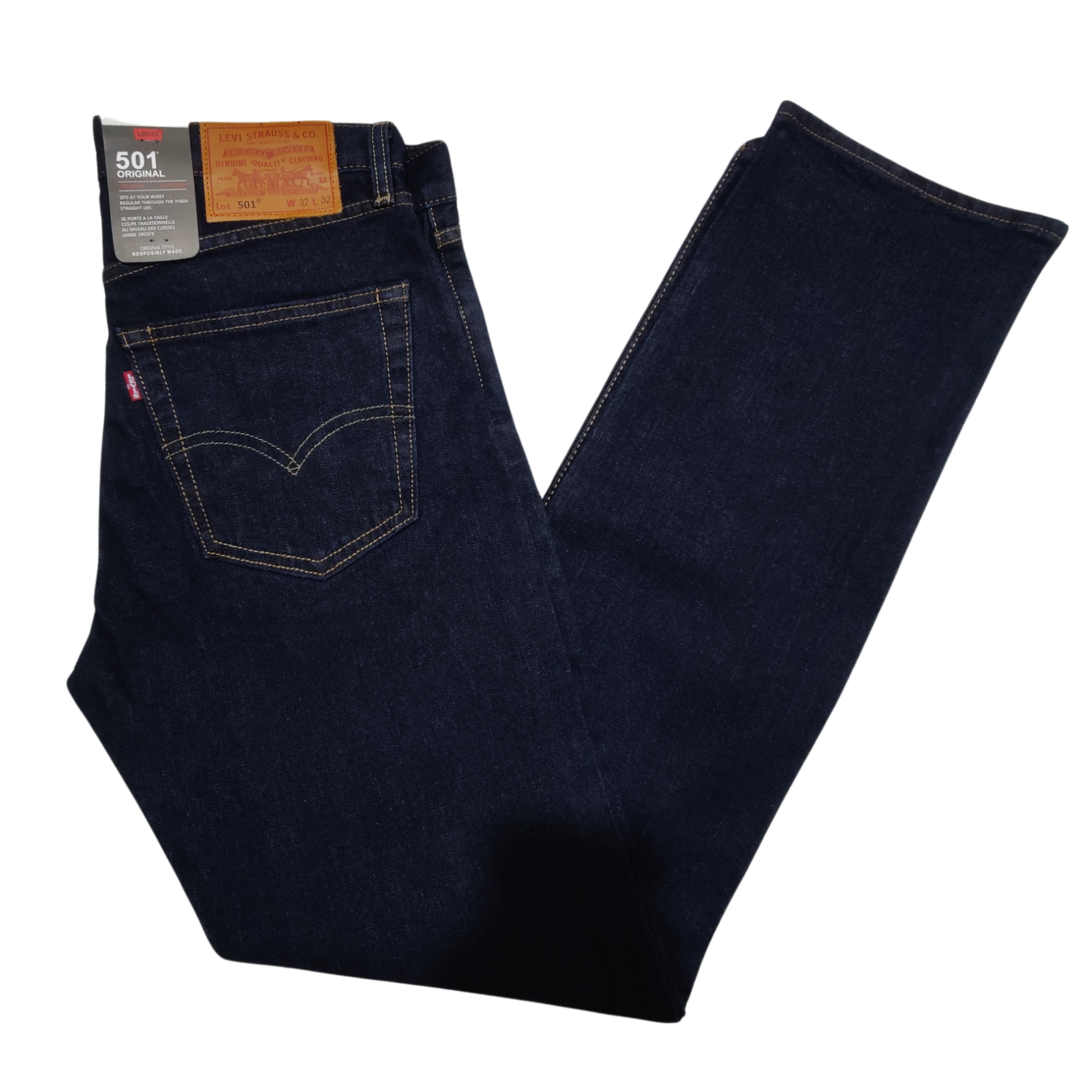 Levis 501 Original Fit Jeans Rinse Dark Blue Wash New With Tags