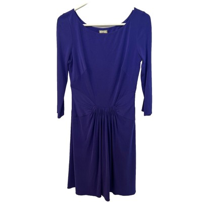 Issa London Purple 100% Silk Sheath Midi Dress Sz 6 3/4 Sleeve Cocktail Wedding