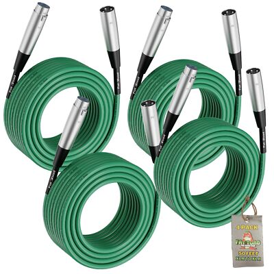 FAT TOAD Microphone XLR Cables 50Ft - 4 LOT Studio Mic Cord Extension Wire 24AWG