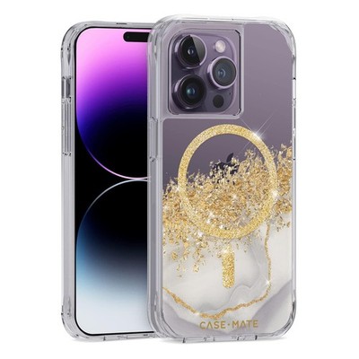 CaseMate iPhone 14 Pro Case White Gold Karat Marble
