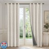 FMFUNCTEX Beige Floral Jacquard Blackout Curtains 96 Inches Long for Bedroom, Scroll Flower Chenille Farmhouse Curtains for Living Room Darkening Thermal Insulated Grommet Window Drapes 2 Panels