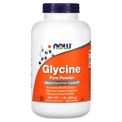 Now Foods Glycine Pure Powder 1 фунт 454 г Гарантия качества GMP, Веганский, Вегетарианский