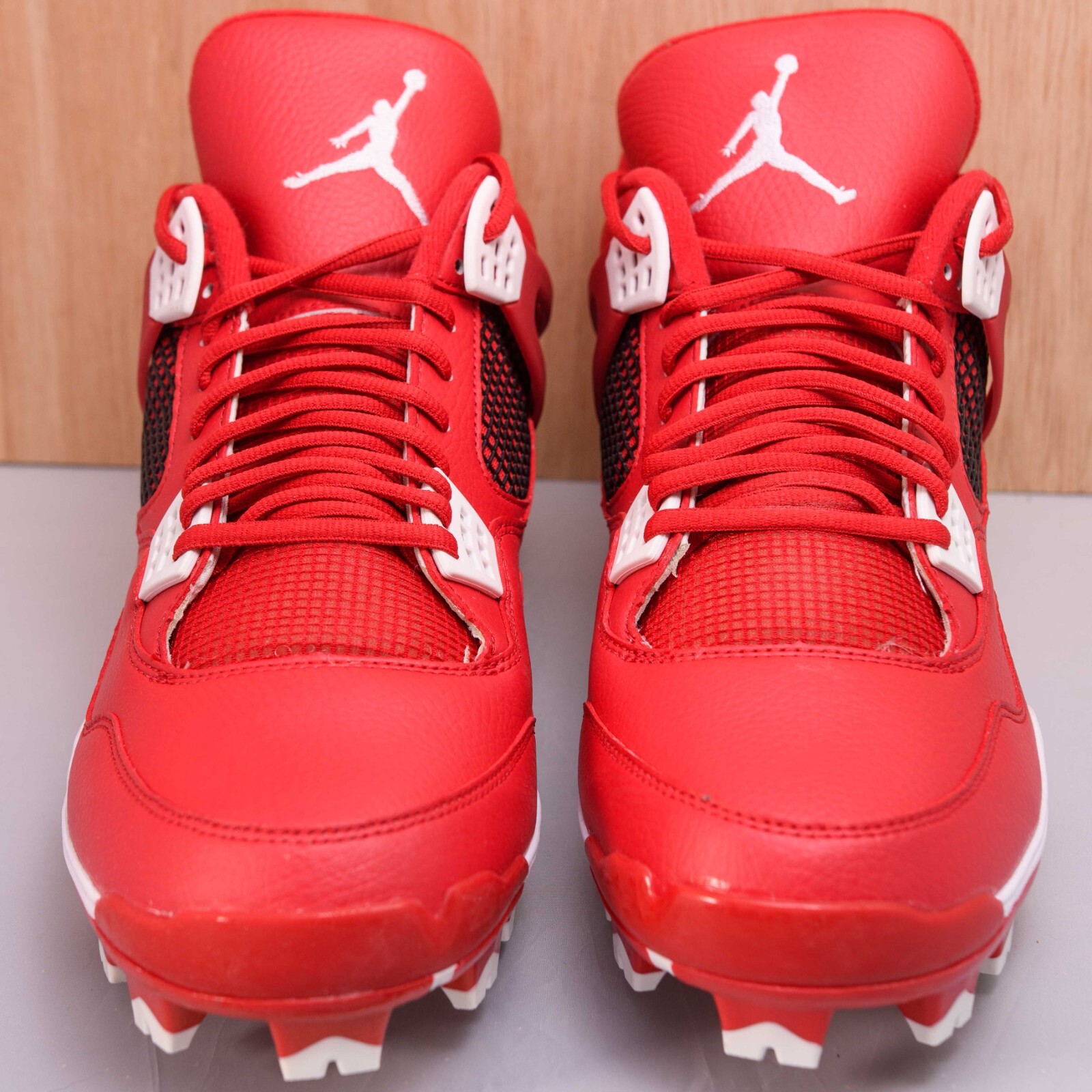 Size 9.5- Air Jordan 4 Retro MCS Cleats Gym Red Oklahoma State Temple 807709 601 Nike  main image 4