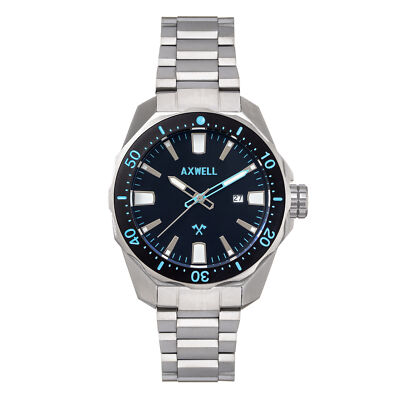 Pre-owned Axwell Timber Bracelet Watch W/ Date - Black/blue