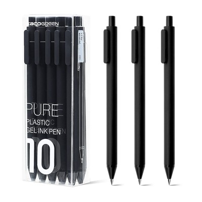 10 Pack Black Gel Pens 0.5mm Fine Point Retractable Aesthetic Pens