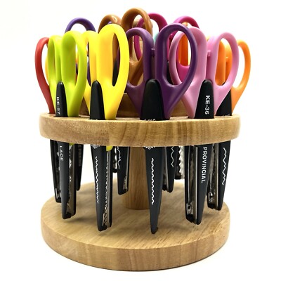 KRAFT EDGERS Craft Scissors Set of 18 with Wood Carousel EUC