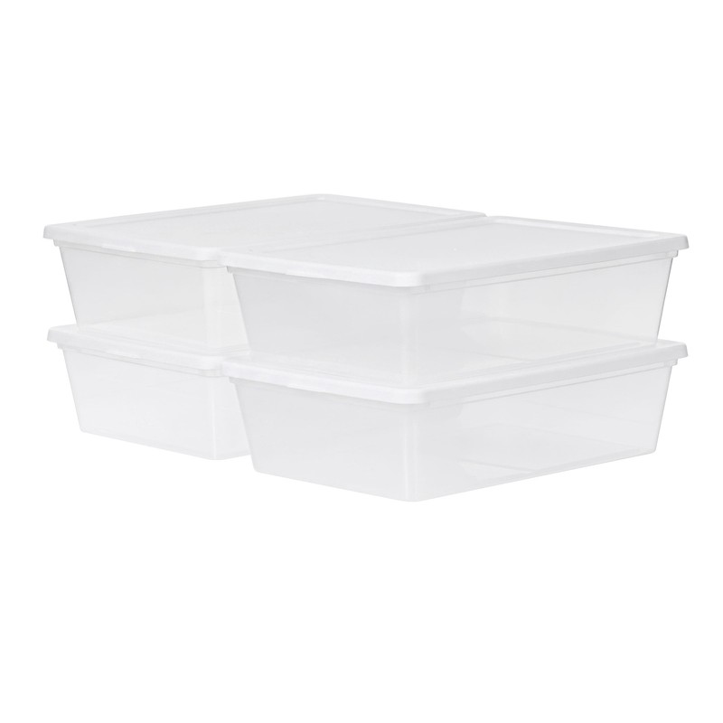 IRIS 13 Qt. Plastic Storage Bins with Lids, Stackable Containers and Totes, Clea