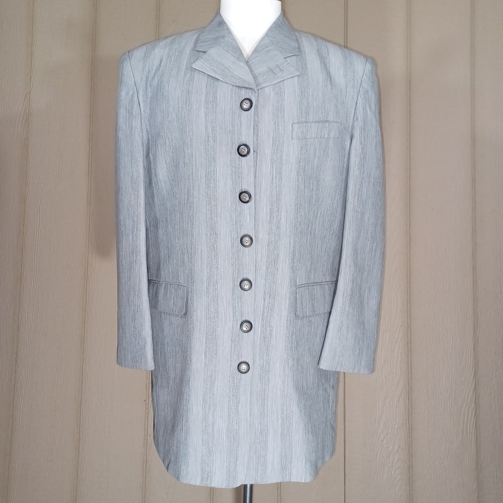 J Vital Blazer Mens 44R Gray Suit Jacket VINTAGE Retro Decorative Buttons GUC