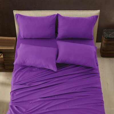 Luxury 6 Piece Bed Sheet Set 1800 Series Ultra Soft Deep Pocket Plain Sheets Set